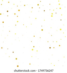 Confetti Amarillo Bokeh. Celebrar la Ronda de Oro. Pequeño Círculo De Burbujas. La Naranja Cae Creativa. Fondo del brillo dorado. Textura aleatoria. Antecedentes del Carnaval de Oro. Sparkle de cumpleaños.