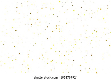 Yellow Confetti Bokeh. Golden Round Vector. Gold Bubble Celebrate. Tiny Falling Bokeh. Orange Glitter Xmas. Texture Xmas. Orange Carnival Circle. Birthday Explosion.