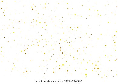 Confetti Amarillo Bokeh. Pequeña Bokeh redonda. La burbuja de oro se celebra. Explosión de Oro Caída. Orange Glitter Bokeh. Navidad de textura. Bokeh del Carnaval de Oro. Vector de cumpleaños.