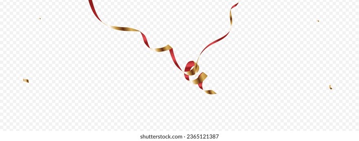 Yellow Confetti Carnival Vector Panoramic Transparent Background. Party Streamer Design. Star Isolated Branch. Burgundy and Luxury Happy Template.