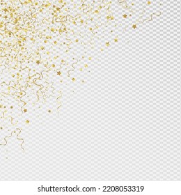 El Vector De La Celebración Del Confetti Amarillo De Fondo Transparente. Rama De Racionalización De La Decoración. Plantilla de Navidad de cinta de opciones. El oro celebra la invitación.
