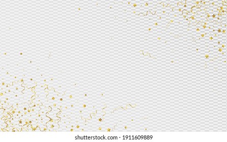 Fondo Transparente Del Vector De Caída Del Confetti Amarillo. Afiche de la espiral abstracta. Diseño De Decoración Más Agradable. Ilustración del Aniversario del Oro.