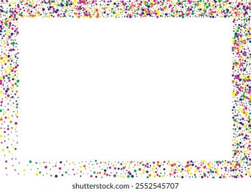 Yellow Confetti Fun White Background. Abstract Rain Backdrop. Flying Shine Banner. Green Polka Carnaval Illustration.