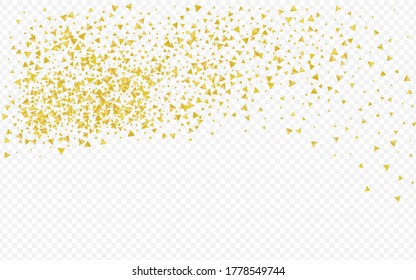 Yellow Confetti Golden Transparent Background. Happy Shine Card. Gold Shards Abstract Illustration. Shard Bridal Texture.
