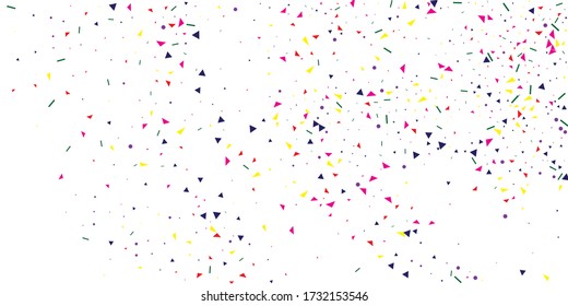 Yellow Confetti Graphic. Indigo Anniversary Holiday. Purple Carnival Paper. Festive Graphic. Pink Vector Element. Decoration Texture. Party Holiday. Falling Gift.