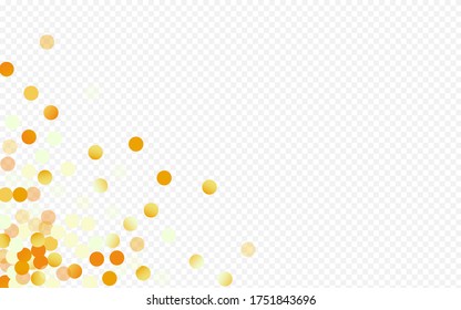 Yellow Confetti Holiday Transparent Background. Abstract Polka Illustration. Gold Shine Festive Wallpaper. Dust Paper Texture.