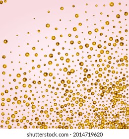 Fondo rosado del vector aislado de confetti amarillo. Textura de Punto festivo. Invitación dorada de la secuencia dorada. Splash Happy Design.