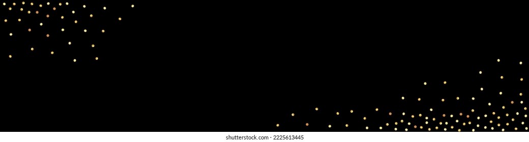 Vector de luz de confetti amarillo fondo Panorámico negro. Tarjeta postal del círculo del glamour. Invitación dorada de Golden Glow. Papel tapiz de la novia Polka.