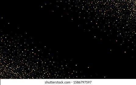 Yellow Confetti Light Wallpaper. Glamour Confetti Invitation. Art Pattern. Yellow Sparkle Light Background. Dot Transparent Background.