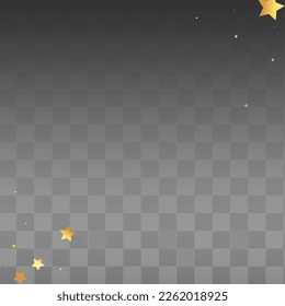 Gelber Konfetti, Vektortransparenter Hintergrund. Golden Swirl Rich Texture. Nachthimmel Glamour Illustration. Star Golden Design.