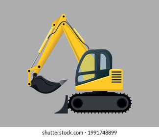 yellow construction excavator in vector
