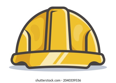 yellow construction helmet. flat vector illustration