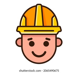 yellow construction helmet icon isolated on white background. flat vector illustration.