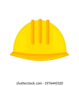 Yellow construction helmet icon on white background. Vector illustration