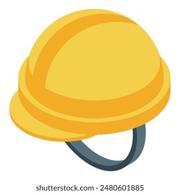 Yellow construction helmet icon for safety, with durable and professional protective gear for workers in the construction industry, isolated vector isometric illustration