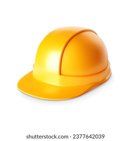 Yellow construction helmet isolated on white background. EPS10 vector
