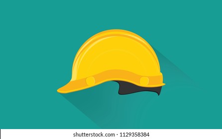 Gelber Bauhelm - auf buntem Hintergrund mit langem Schatten - Kunstvektor.