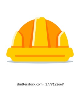 yellow construction helmet on a white background. flat vector illustration.