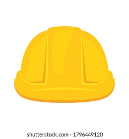 Yellow construction helmet. Safety helmet icon. Vector Illustration, isolated on white background