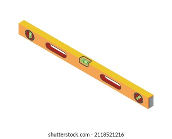 Yellow construction level building tool isometric icon on white background 3d vector illustration