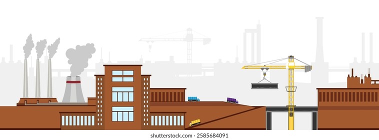 Yellow construction lifting crane. Happy labor day.