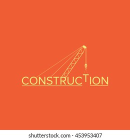 Yellow construction logo design and crane with orange background
