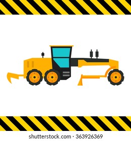 Yellow construction road grader icon