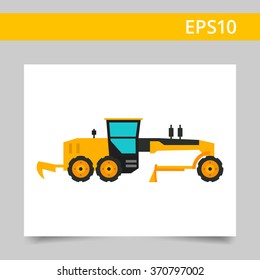 Yellow construction road grader icon