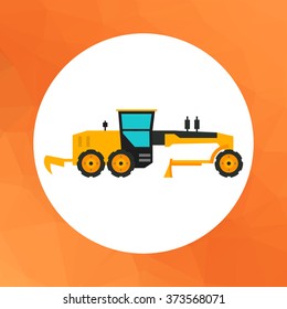 Yellow construction road grader icon