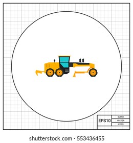 Yellow construction road grader icon