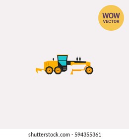 Yellow construction road grader icon