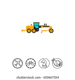 Yellow construction road grader icon