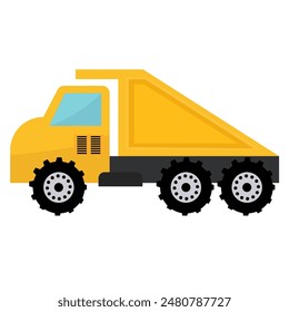 Yellow construction truck vector illustration, machinery vehicle clip art, building machine clipart image, cartoon dump trucks isolated