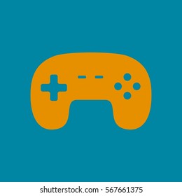 yellow controller icon.game controller icon. blue background