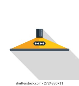 Capô de fogão amarelo com painel de controle, extraindo vapor e eliminando odores