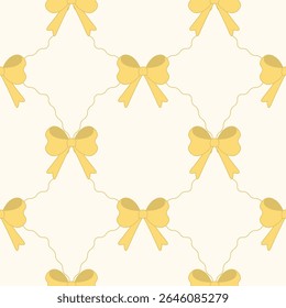 Coquette amarelo arcos padrão sem costura. para impressoras, papel de embrulho, papel de parede, têxteis, papelaria e tecido
