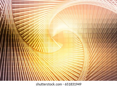 Yellow coral pink black glowing spiral vector abstract background 