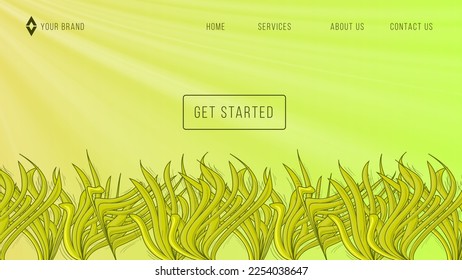 Yellow coral reef web background. diving club banner. Vector illustration
