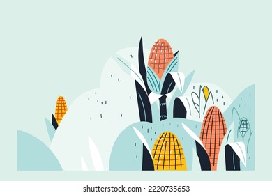 Yellow Corn Field Vector Illustration
