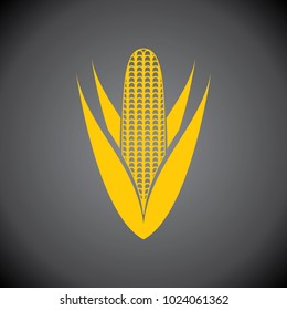 Yellow Corn icon on black background.