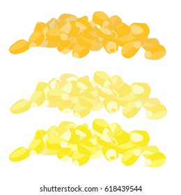 Yellow corn seed form a heap, maize pile. Stock vector illustration of food product.