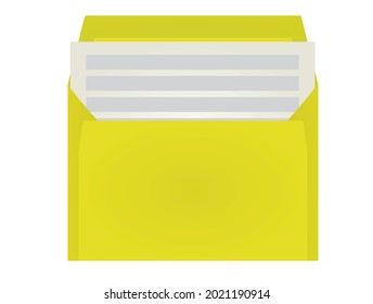 Yellow corporate opened envelope. vector