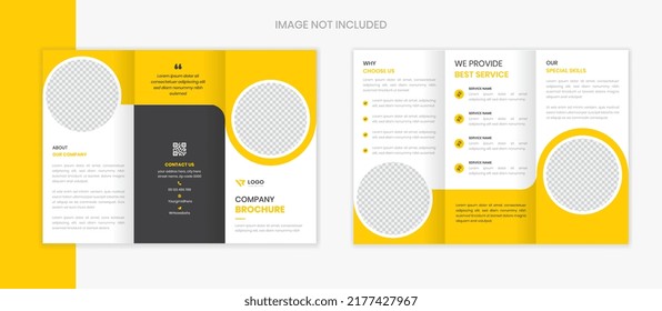 Yellow Corporate Trifold brochure design with clean shapes vector