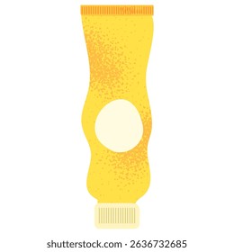 Yellow cosmetic tube container for cream or sunscreen in flat vector style