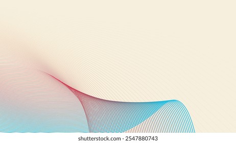 Yellow cosmic latte with colorful curve stripes line abstract background
