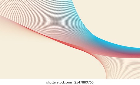 Yellow cosmic latte with colorful curve stripes line abstract background