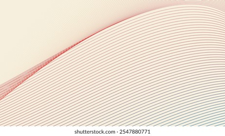 Yellow cosmic latte with colorful curve stripes line abstract background