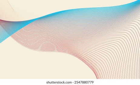 Yellow cosmic latte with colorful curve stripes line abstract background
