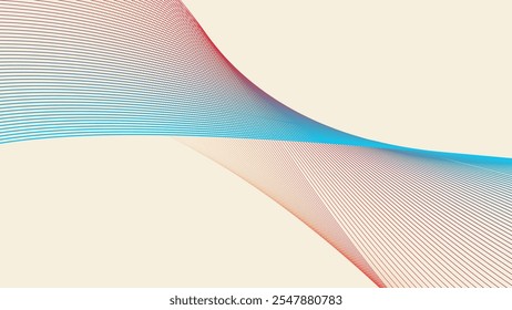 Yellow cosmic latte with colorful curve stripes line abstract background