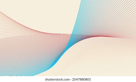 Yellow cosmic latte with colorful curve stripes line abstract background